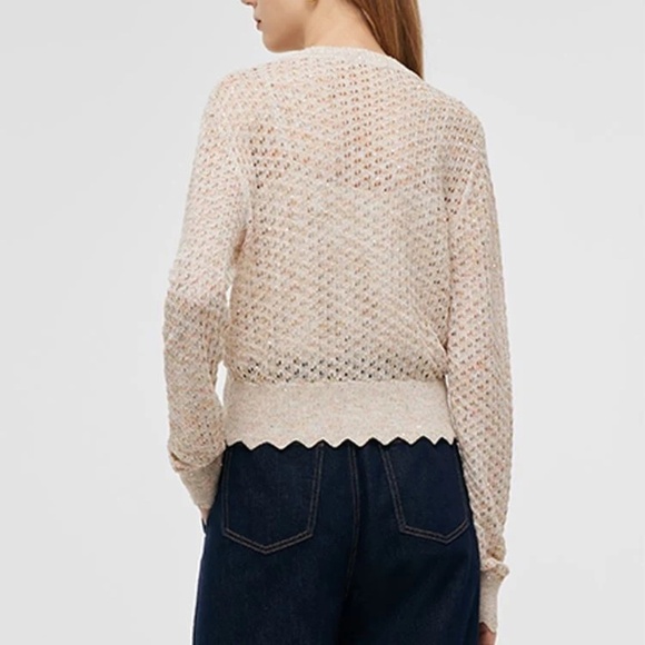 NEW GOELIA Sequin Wave Cut Trim Knitted Cardigan US Size 6 - Picture 2 of 9